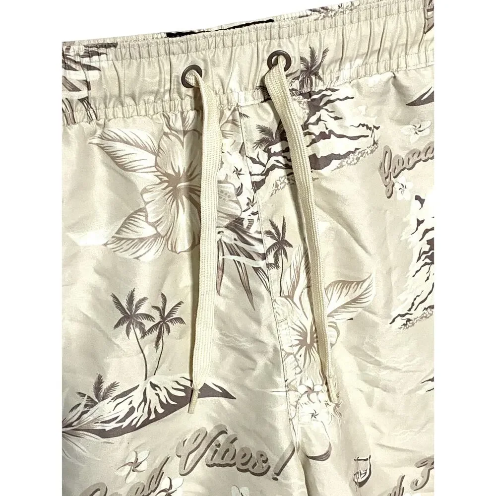 Surf Society Board Shorts Mens M Hawaiian AOP Tropical Swim Trunks Beach Resort
